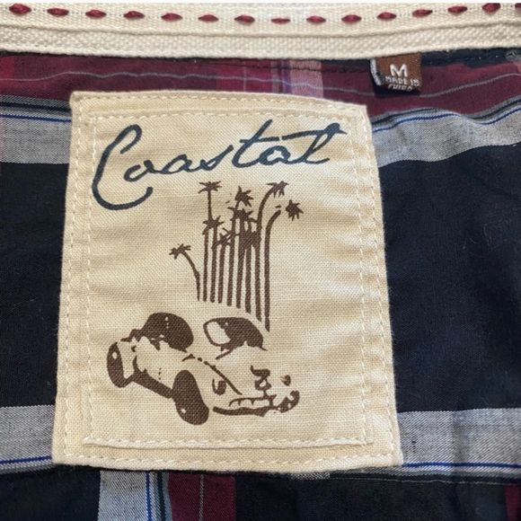 Costal Short Sleeve Plaid Shirt Men Size M - Picture 3 of 7